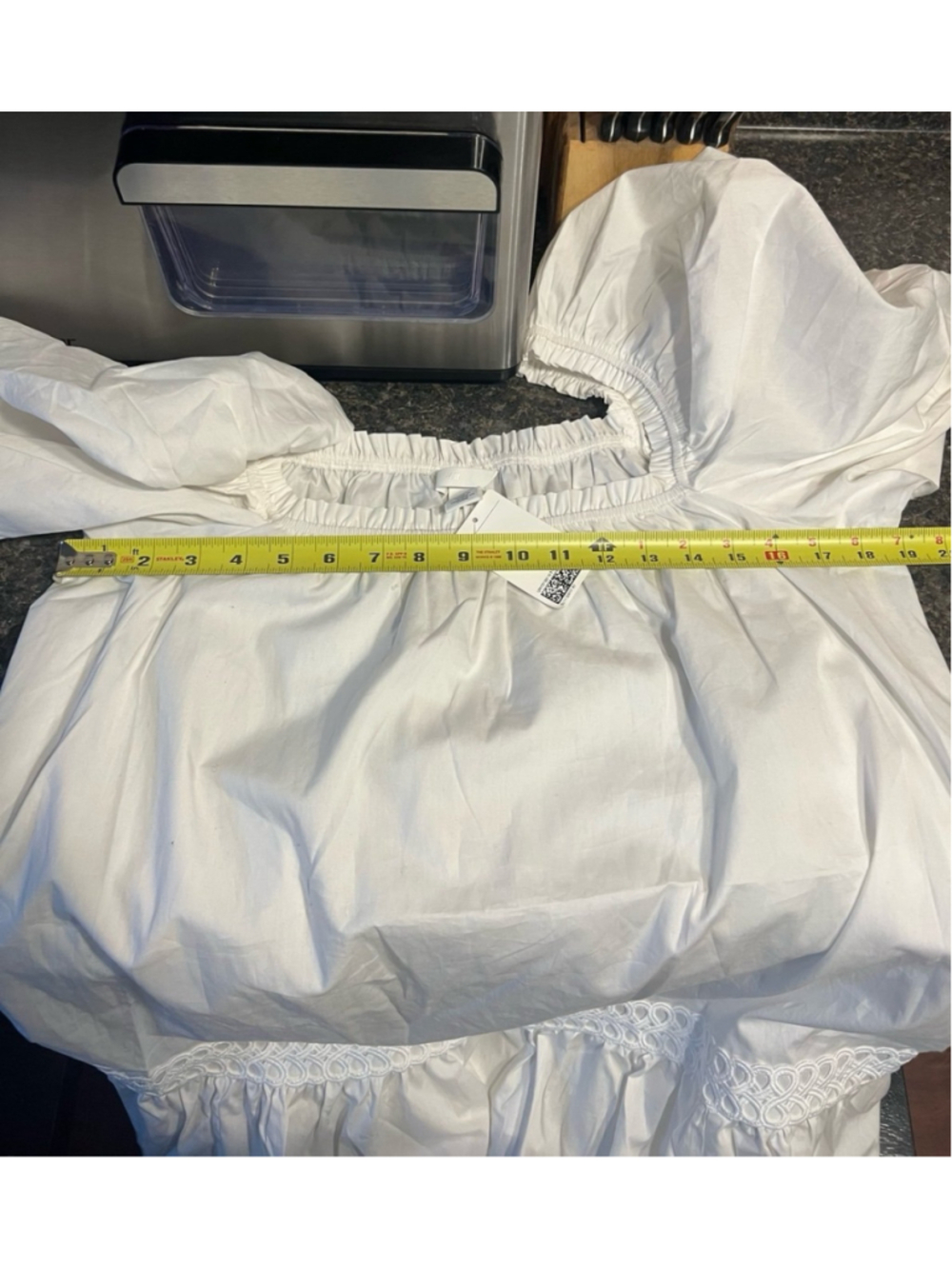 NWT H&M WHITE POPLIN DRESS WITH PUFF SLEEVES - Picture 9 of 11